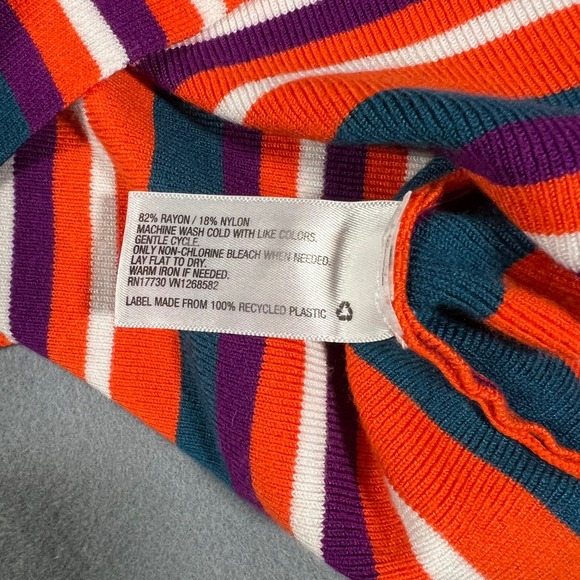 Victor Glemaud Women's Striped‎ Mock Neck Long Sleeve Knit Crop Top - L - Picture 4 of 7